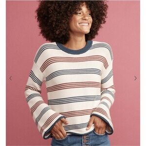 MARINE LAYER Frankie Sweater Size XS Striped Bell Sleeve Cotton Crew Neck Preppy